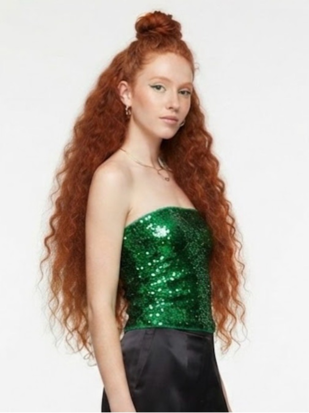 Emerald Green Sequin Tube Top Sparkly Party Festival Crop Top